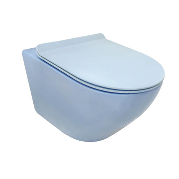 Modern Blue One-Piece Round Wall Mounted Toilet Ceramic Simplism